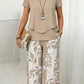 ⏳Time-Limited Special 50% OFF⏰Women's Two-Piece Leaf Print Wide-Leg Pants Set