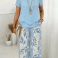 ⏳Time-Limited Special 50% OFF⏰Women's Two-Piece Leaf Print Wide-Leg Pants Set