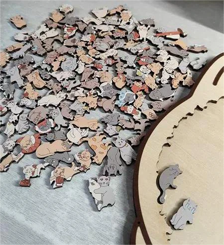 🎁Christmas Sale 50% OFF🎅135-Piece Morandi-Colored Cat Shaped Wooden Jigsaw Puzzle