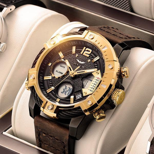 Multifunctional Dual Display 3ATM Waterproof Men's Quartz Sports Watch