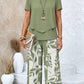 ⏳Time-Limited Special 50% OFF⏰Women's Two-Piece Leaf Print Wide-Leg Pants Set