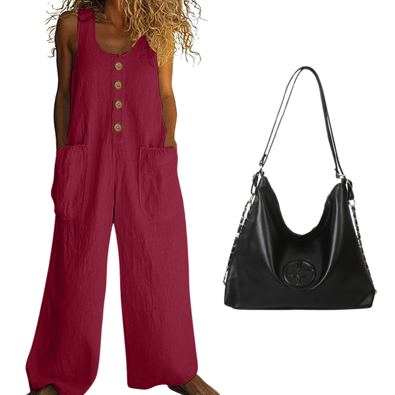 💥New Arrivals & Special Offers-Women's Sleeveless Wide-Leg Jumpsuit with Pockets