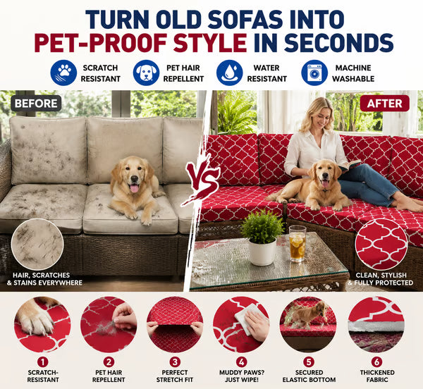 💗LAST DAY SALE 50% OFF⚡50K+ SOLD💕Patio Sofa Cushion Cover – Stretch, Water-Resistant ✨