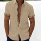 Men's Casual Plaid Collar Button Linen Shirt