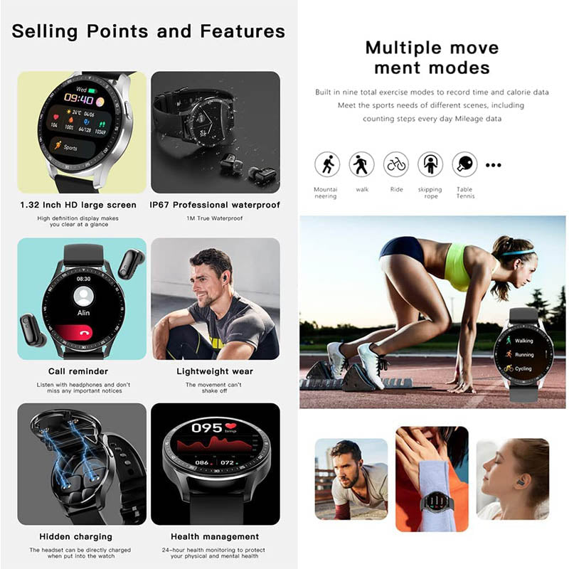 💖Limited Sale 50% OFF💖⌚   2 IN 1 SMARTWATCH WITH EARPHONES