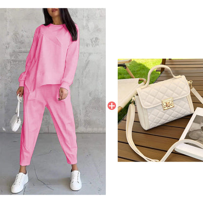 ⏰ Now only 50% off!🔥Women's Irregular Hem Top & Casual Pants Set