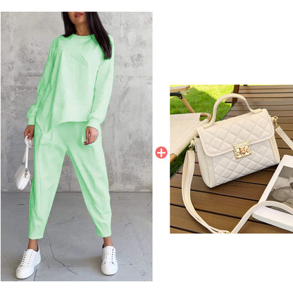 ⏰ Now only 50% off!🔥Women's Irregular Hem Top & Casual Pants Set