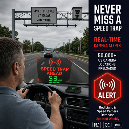 🚗 Universal GPS Car Speedometer Head-Up Display (HUD) – Accurate Speed in km/h – Digital Speedometer, Compass & Overspeed Alert – Plug & Play for All Vehicles 📊✨