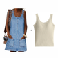 Women's Casual Denim Pinafore Dress
