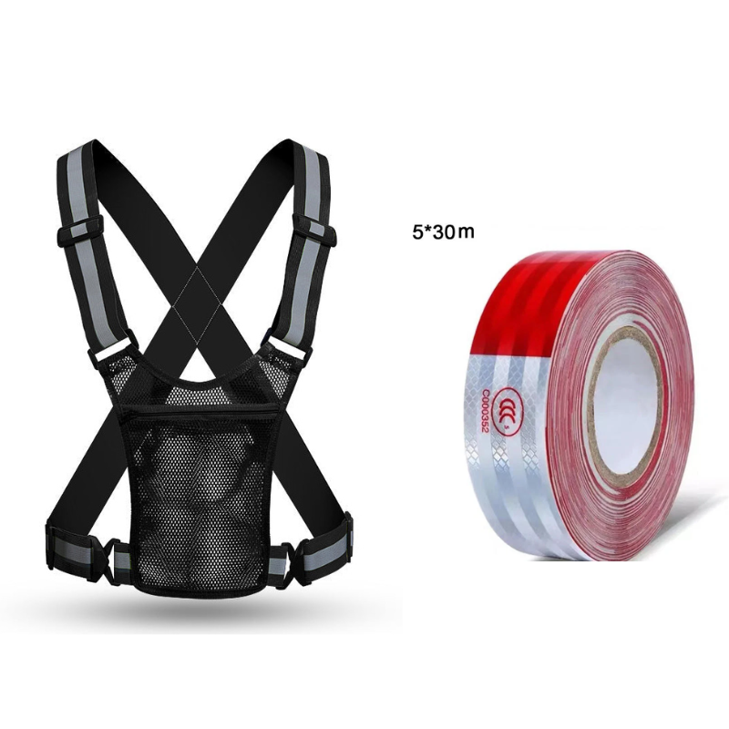 Black_Reflective Vest+Reflective Stickers