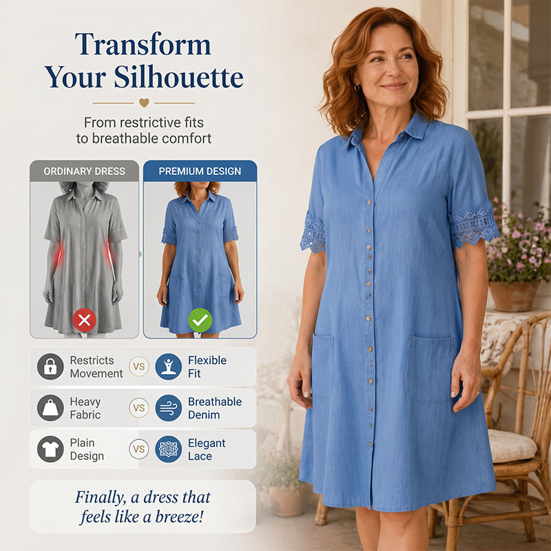 ⏰🔥LIMITED TIME 50% OFF!🔥Women's Casual Loose Fit Denim Dress with Pockets