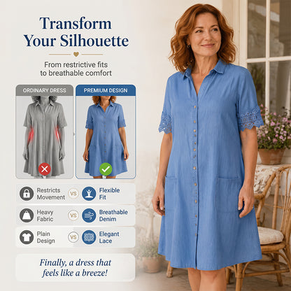 ⏰🔥LIMITED TIME 50% OFF!🔥Women's Casual Loose Fit Denim Dress with Pockets