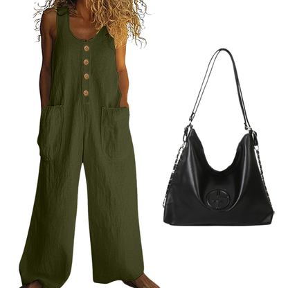💥New Arrivals & Special Offers-Women's Sleeveless Wide-Leg Jumpsuit with Pockets