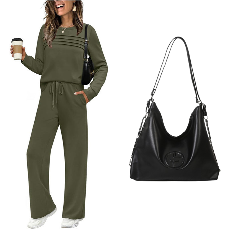 🔥LAST DAY 50% OFF💓Women's Crew Neck Top & Drawstring Pants Set