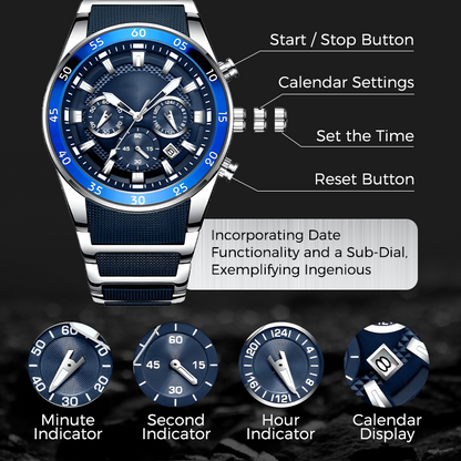 ⌚ 50% OFF NOW! ✨ Men's Waterproof Multifunctional Quartz Watch – Chronograph Design, Luminous Hands & Stainless Steel 🌊