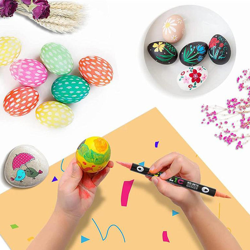 🖌️ 50% OFF NOW! ✨ Dual Tip Acrylic Paint Pen Marker - Fine & Brush Tips for Canvas, Wood & Rock Painting 🎨🌈