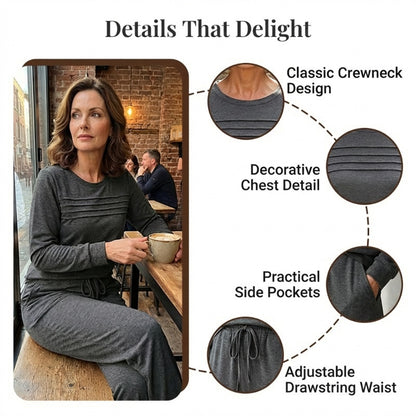 🔥LAST DAY 50% OFF💓Women's Crew Neck Top & Drawstring Pants Set