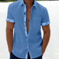 Men's Casual Plaid Collar Button Linen Shirt