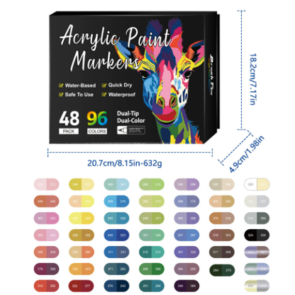 🖌️ 50% OFF NOW! ✨ Dual Tip Acrylic Paint Pen Marker - Fine & Brush Tips for Canvas, Wood & Rock Painting 🎨🌈