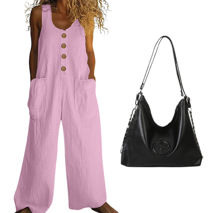 💥New Arrivals & Special Offers-Women's Sleeveless Wide-Leg Jumpsuit with Pockets