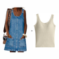 Women's Casual Denim Pinafore Dress