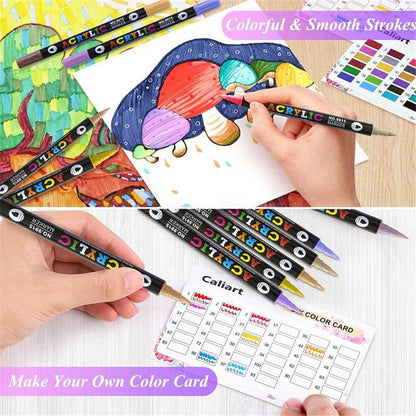 🖌️ 50% OFF NOW! ✨ Dual Tip Acrylic Paint Pen Marker - Fine & Brush Tips for Canvas, Wood & Rock Painting 🎨🌈