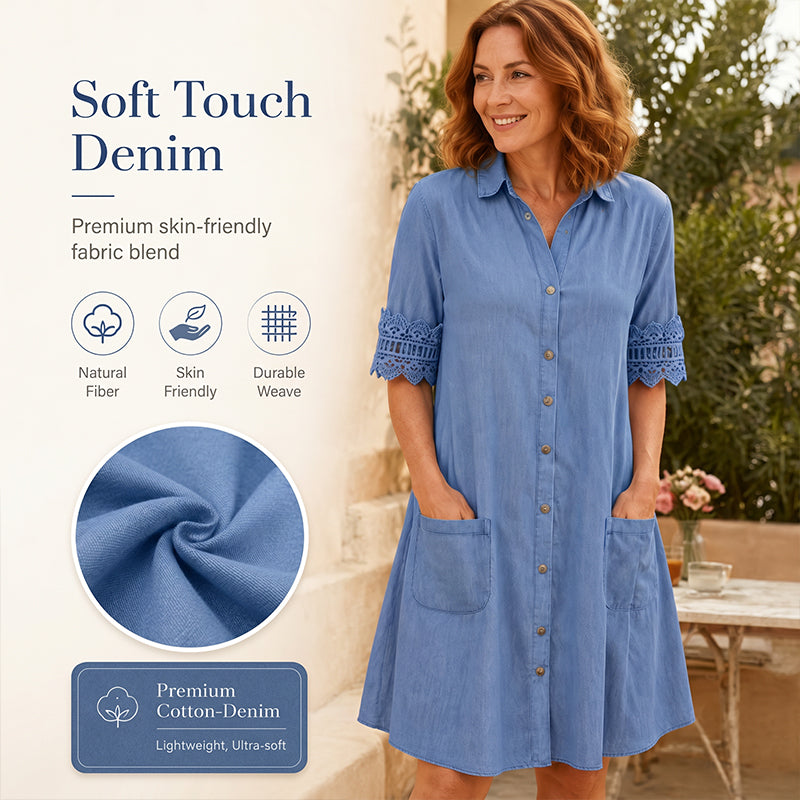 ⏰🔥LIMITED TIME 50% OFF!🔥Women's Casual Loose Fit Denim Dress with Pockets