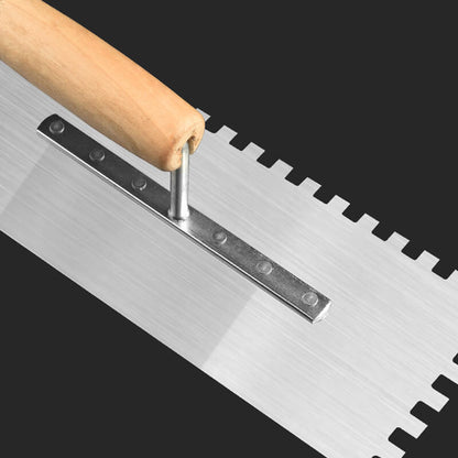 Tile tool serrated trowel with scraper
