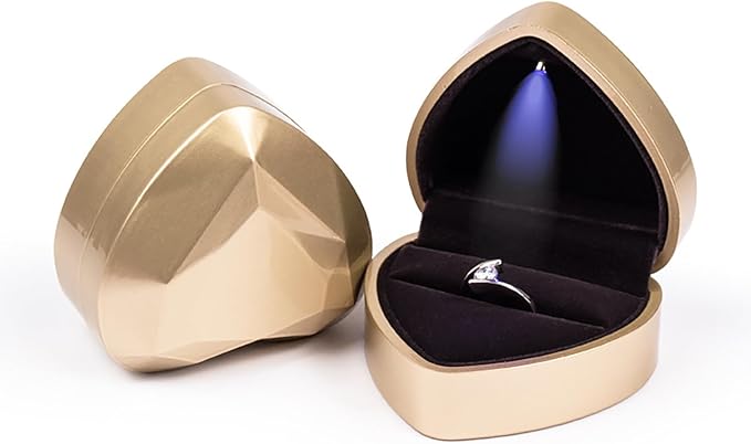 Heart Shaped Ring Gift Box With LED Light for Proposal Wedding Valentine's Day Anniversary