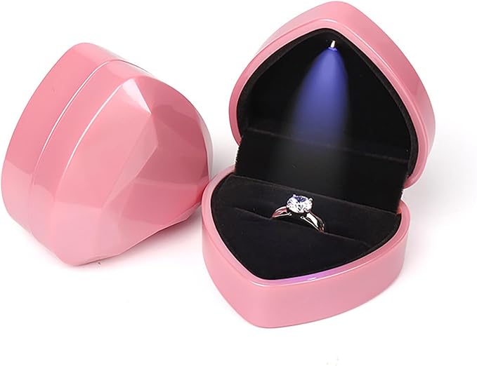 Heart Shaped Ring Gift Box With LED Light for Proposal Wedding Valentine's Day Anniversary