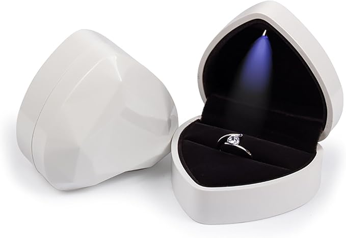 Heart Shaped Ring Gift Box With LED Light for Proposal Wedding Valentine's Day Anniversary