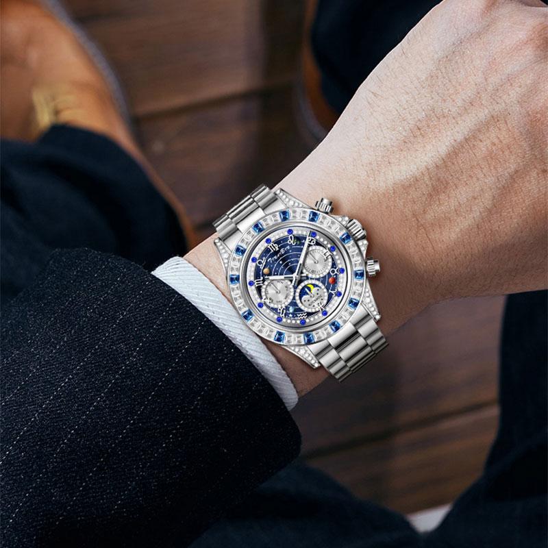 📢📢50 % OFF !!🎅【🎁The best gift for father🎁】🎄TINAIBIN Twelve Zodiac Signs & Starry Sky Diamond Automatic Skeleton Men's Watch