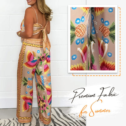 🔥New Arrival- 50% OFF💝Women's Exotic Spaghetti Strap Printed Top & Loose Pants 2-Piece Set