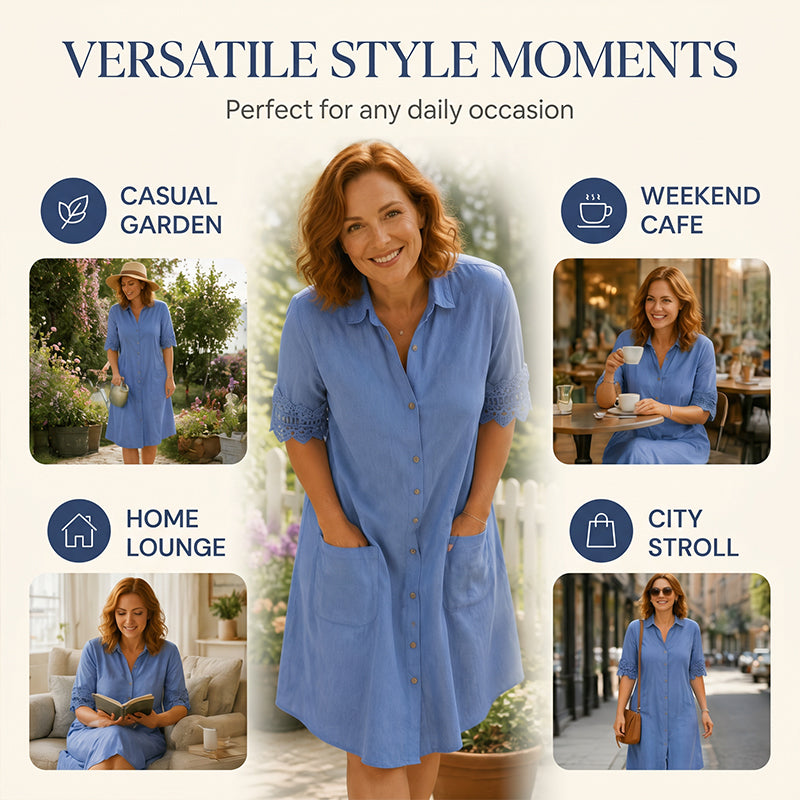 ⏰🔥LIMITED TIME 50% OFF!🔥Women's Casual Loose Fit Denim Dress with Pockets