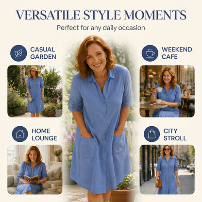 ⏰🔥LIMITED TIME 50% OFF!🔥Women's Casual Loose Fit Denim Dress with Pockets