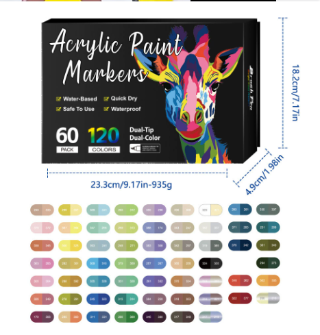 🖌️ 50% OFF NOW! ✨ Dual Tip Acrylic Paint Pen Marker - Fine & Brush Tips for Canvas, Wood & Rock Painting 🎨🌈