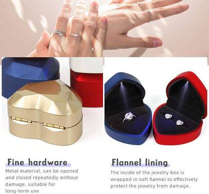 Heart Shaped Ring Gift Box With LED Light for Proposal Wedding Valentine's Day Anniversary