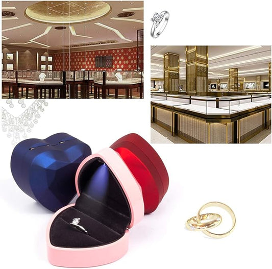 Heart Shaped Ring Gift Box With LED Light for Proposal Wedding Valentine's Day Anniversary