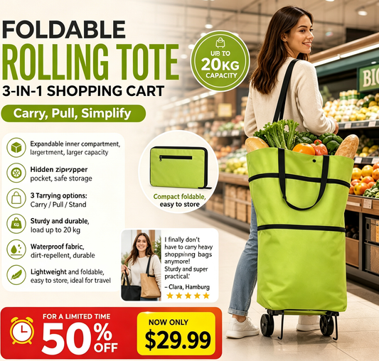 🛍️✨ Convertible shopping tote – hides wheels, holds 20kg, expands with zipper!✅Factory direct sales