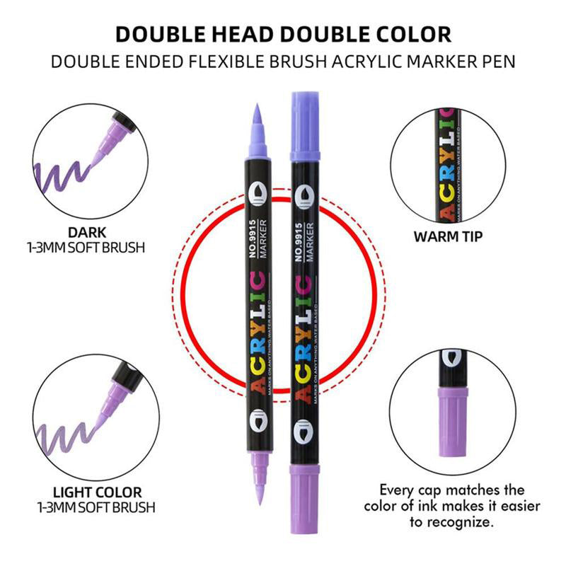🖌️ 50% OFF NOW! ✨ Dual Tip Acrylic Paint Pen Marker - Fine & Brush Tips for Canvas, Wood & Rock Painting 🎨🌈