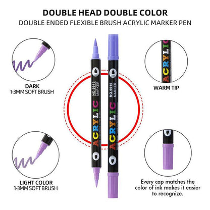 🖌️ 50% OFF NOW! ✨ Dual Tip Acrylic Paint Pen Marker - Fine & Brush Tips for Canvas, Wood & Rock Painting 🎨🌈