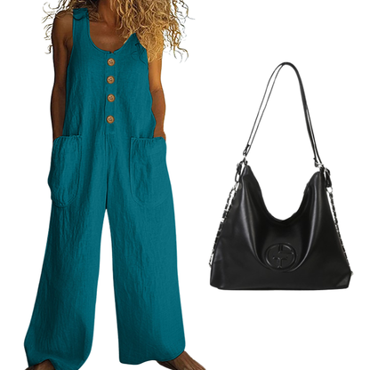 💥New Arrivals & Special Offers-Women's Sleeveless Wide-Leg Jumpsuit with Pockets
