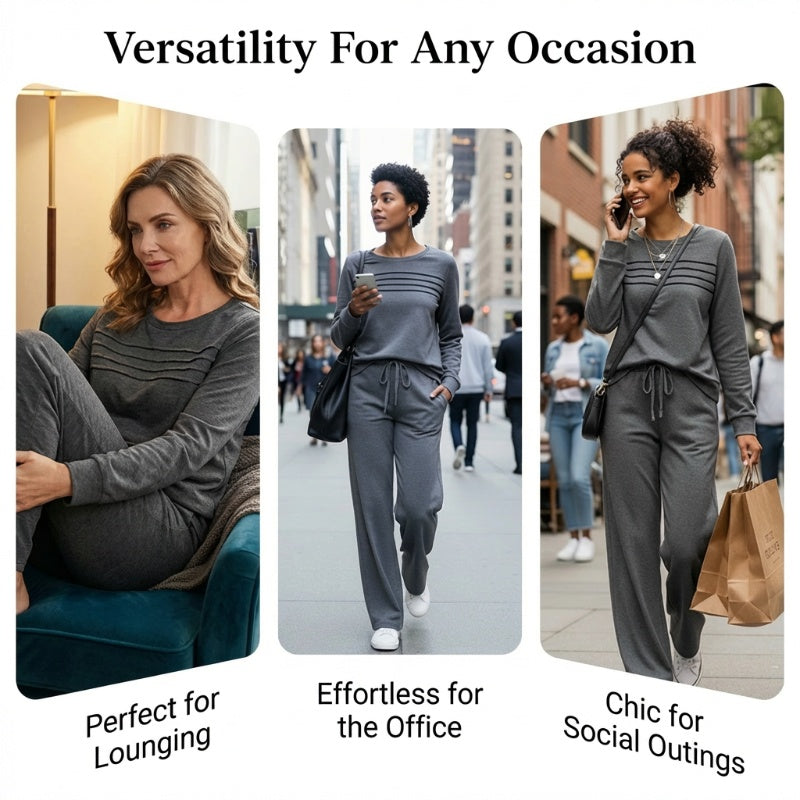 🔥LAST DAY 50% OFF💓Women's Crew Neck Top & Drawstring Pants Set