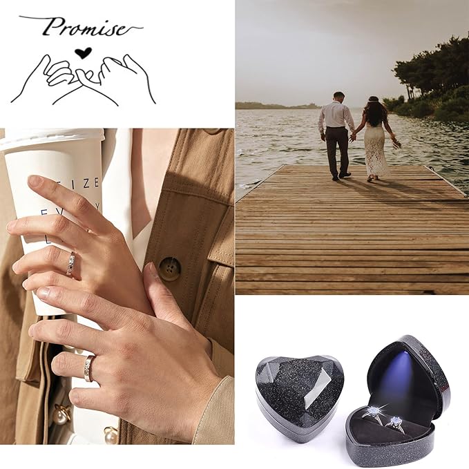 Heart Shaped Ring Gift Box With LED Light for Proposal Wedding Valentine's Day Anniversary