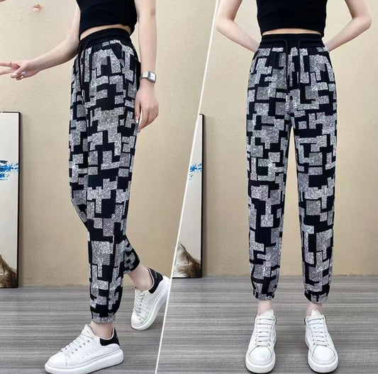 2022 New Style Ice Silk High Waist Casual Pants