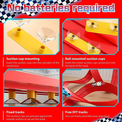 🎁Early Christmas Hot Sale 49% OFF🎅🧩 DIY Alloy Car Race Track with Suction Cups - Adjustable Layout for Creative Play, Develops Motor Skills & Logic 🚗📦
