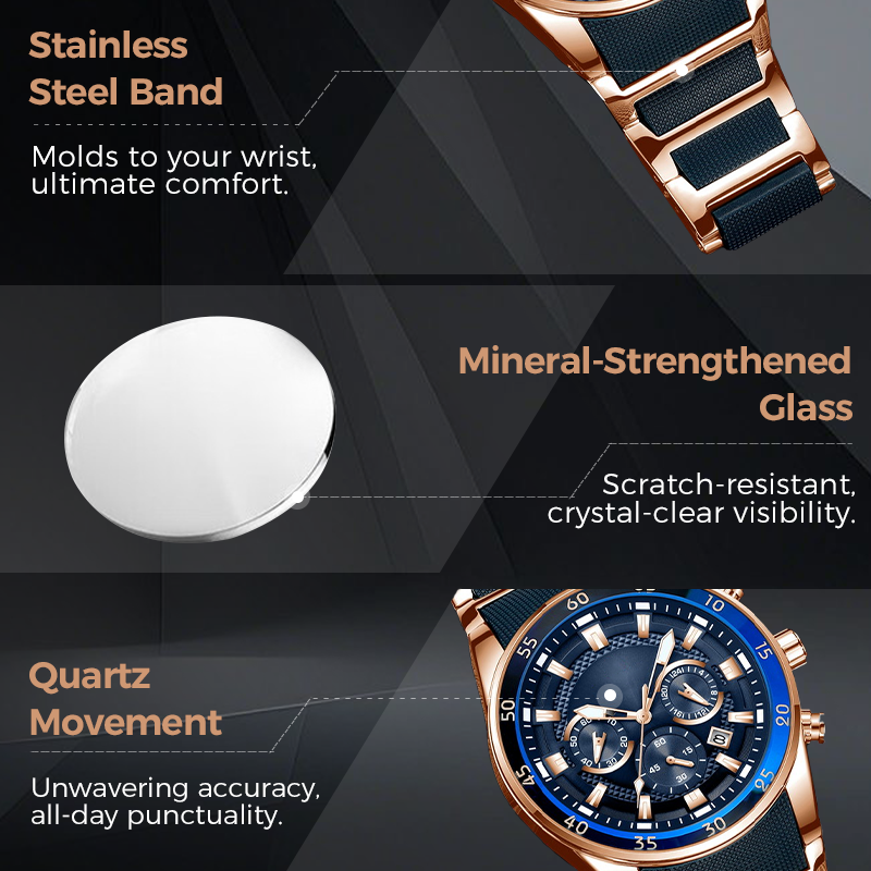 ⌚ 50% OFF NOW! ✨ Men's Waterproof Multifunctional Quartz Watch – Chronograph Design, Luminous Hands & Stainless Steel 🌊