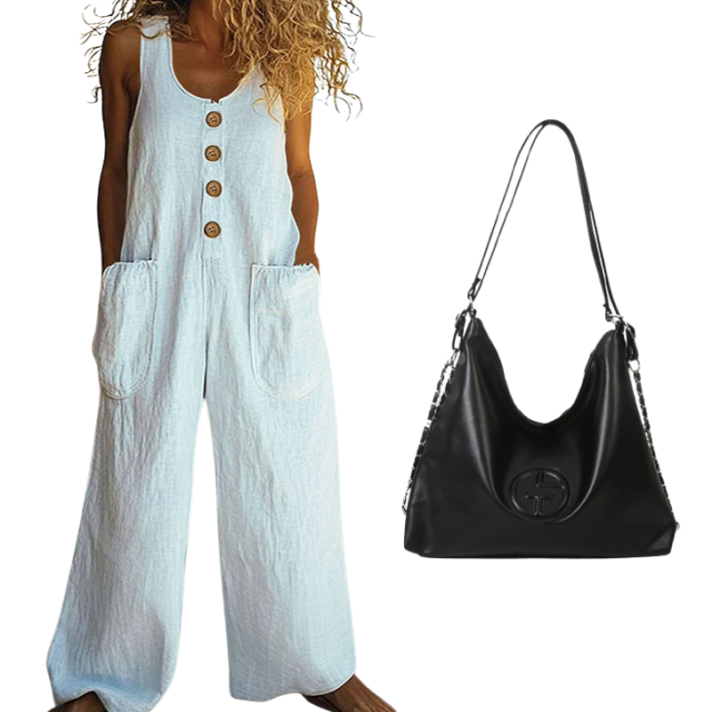 💥New Arrivals & Special Offers-Women's Sleeveless Wide-Leg Jumpsuit with Pockets