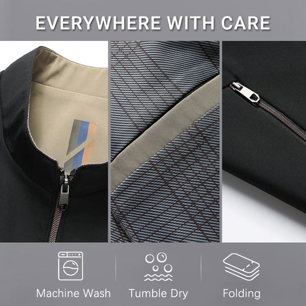 ✨Men's Standing Collar Zipper Casual Jacket