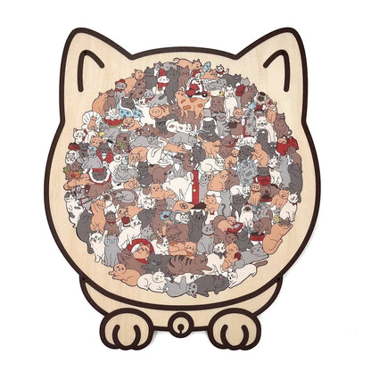 🎁Christmas Sale 50% OFF🎅135-Piece Morandi-Colored Cat Shaped Wooden Jigsaw Puzzle